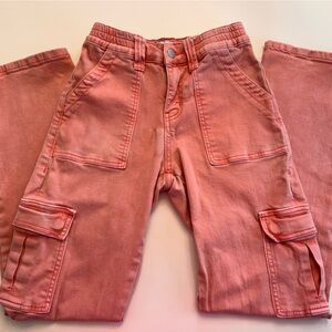 Women's Pink Boyfriend Cargo Jeans - Relaxed Utility Style